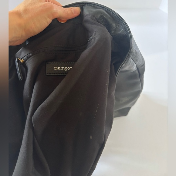 Margot Black Leather Oversized Woven Strap Tote Shoulder Bag Purse - Picture 11 of 11